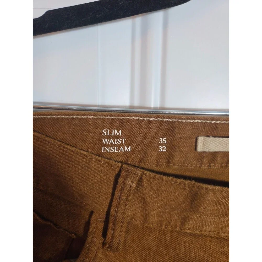 Banana Republic Mens Slim Linen-Cotton Traveler Pants Size 35x32 Toasted Hickory